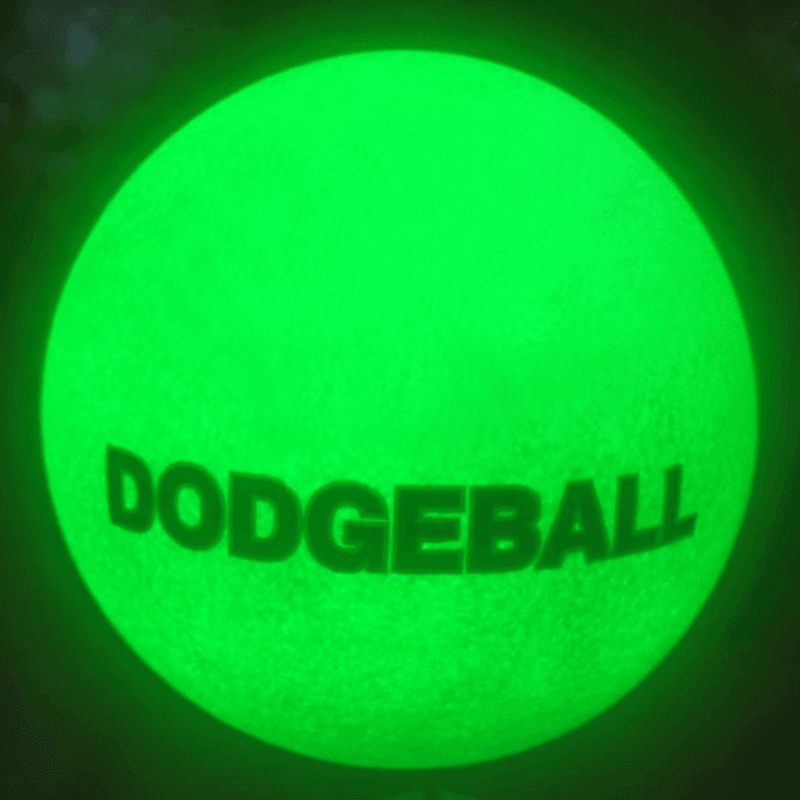 Glow in the dark dodgeball ball, green luminous dodgeball glowing at night for indoor party games