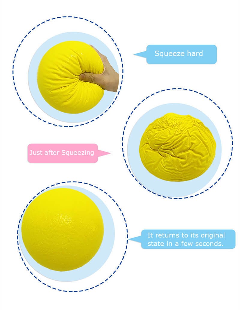 Glow in the Dark Dodgeball squeeze test, compressible foam ball quick recovery