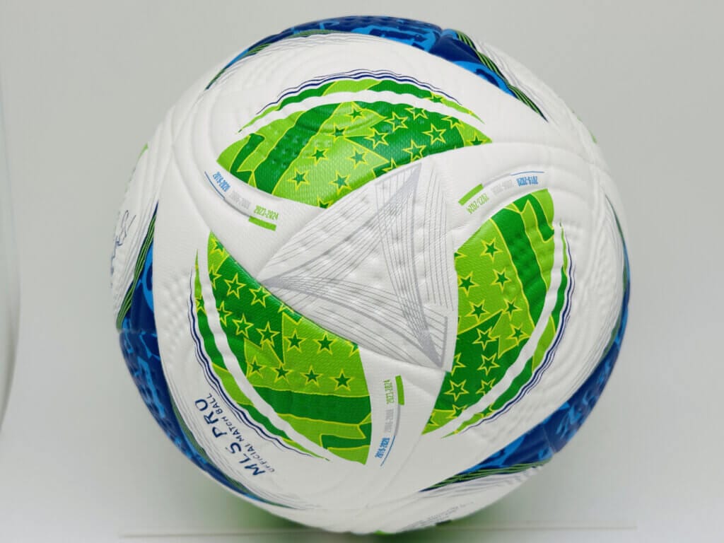 Official Soccer Ball Size 5 MLS PRO style match football, white green star pattern thermally bonded soccer ball for competition
