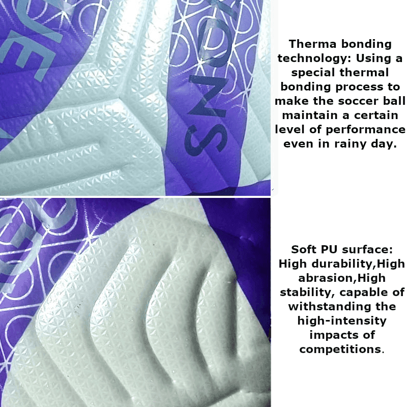 Sports ball closeup, thermal bonding technology and soft PU surface for soccer ball 2